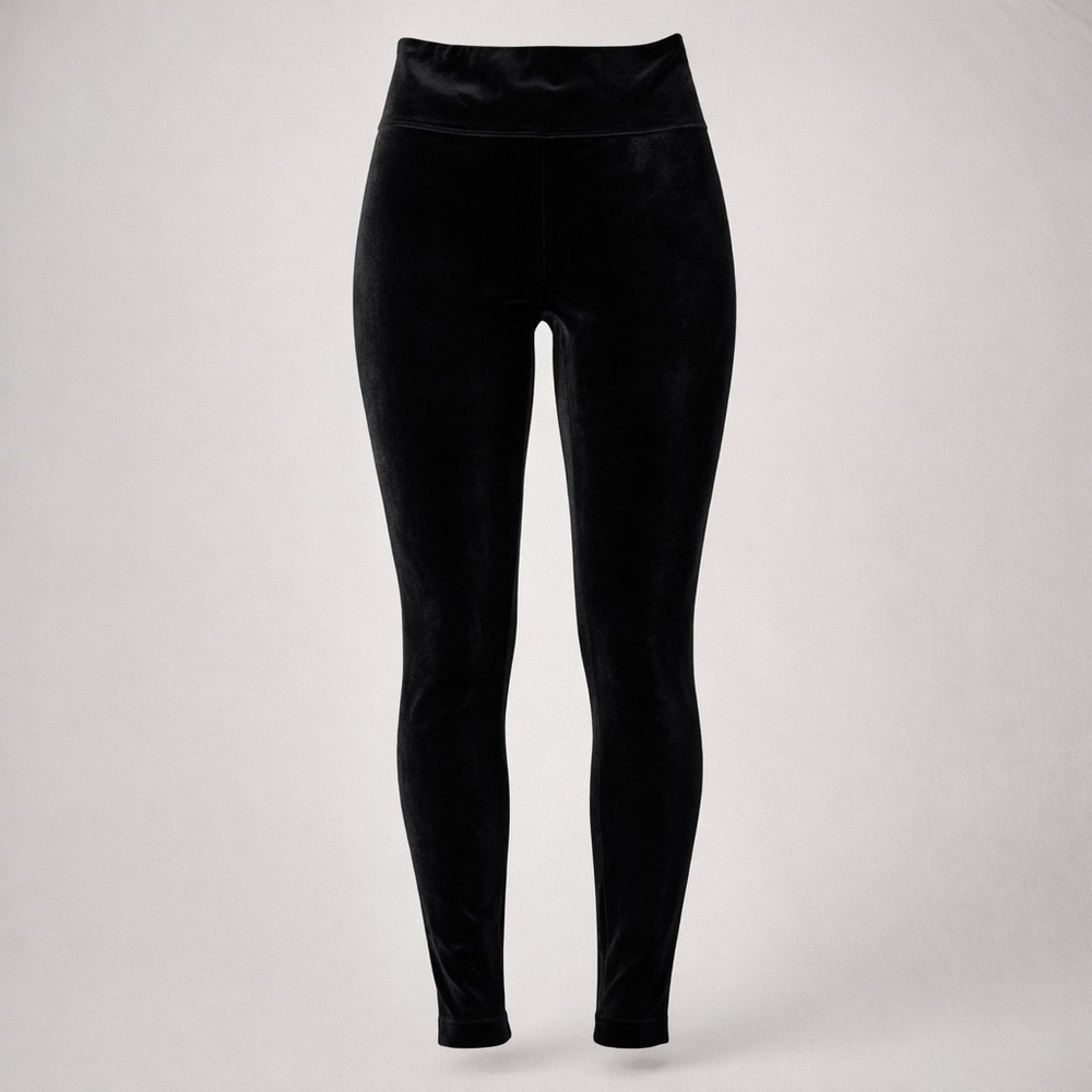 Spanx Leggings Womens Large Black Velvet High Rise Shapewear Stretch Pants